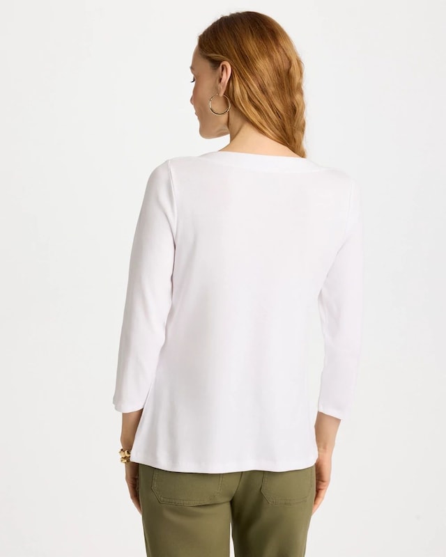 Embroidered Pima 3/4 Sleeve Tee - image 3